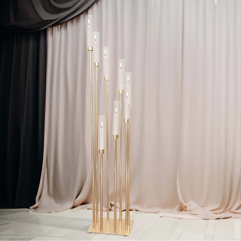 Elegant Gold candle holder with Glass Shades